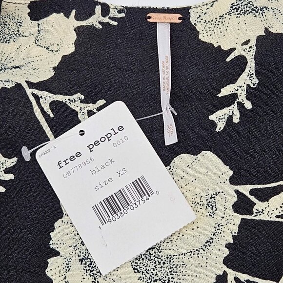 Free People French Quarter Wrap Dress In Black Women's XS NEW Floral Boho Hippie - Picture 8 of 12